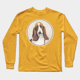 Basset Hound Painting - Cute Original Dog Art Long Sleeve T-Shirt